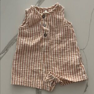Rylee + Cru Maverick Romper, Grapefruit Stripe - 3-6M